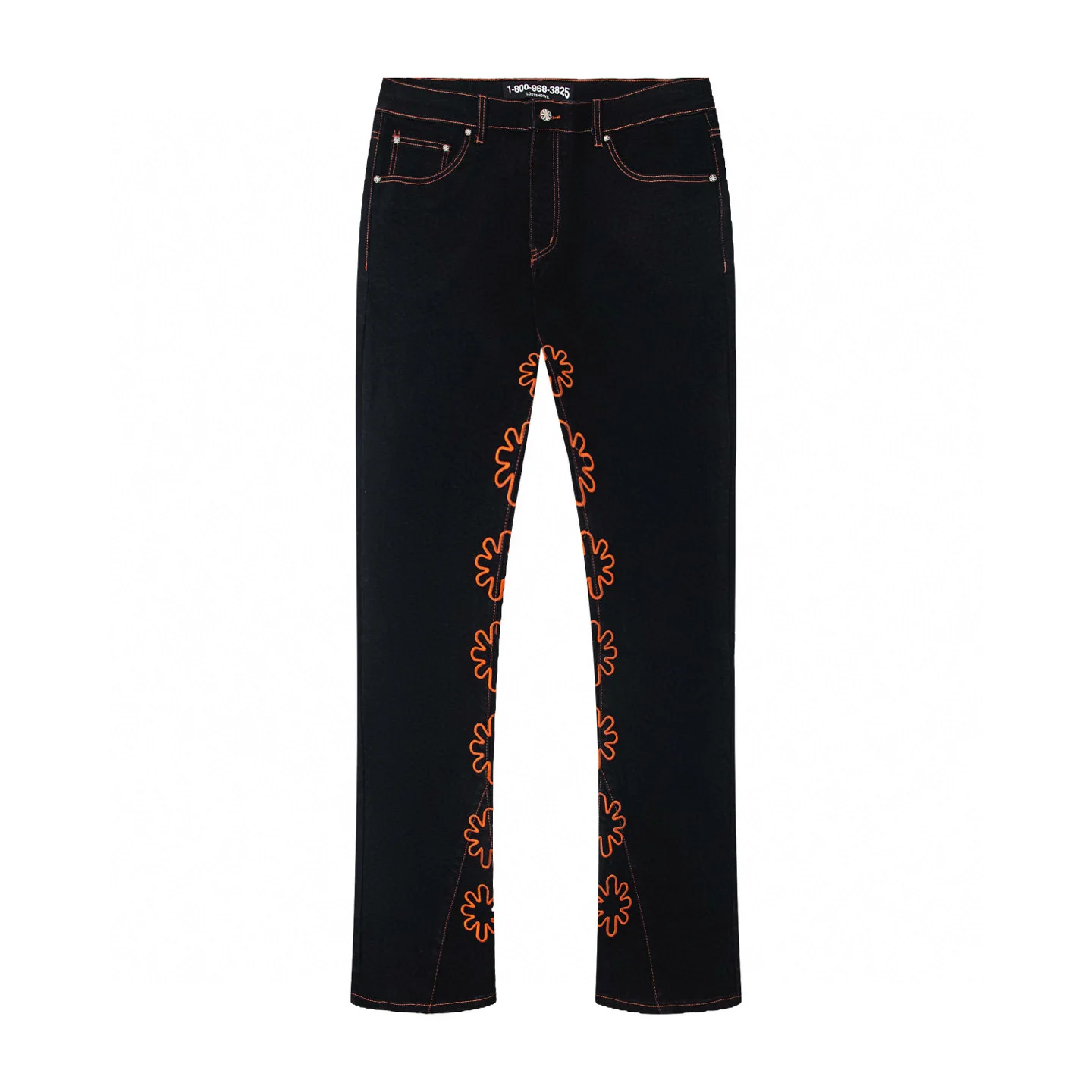 LOSTSHDWS 2025 New Sunflower Heavy-Duty Openwork Embroidery American High-Street Patchwork Flared Jeans Trend