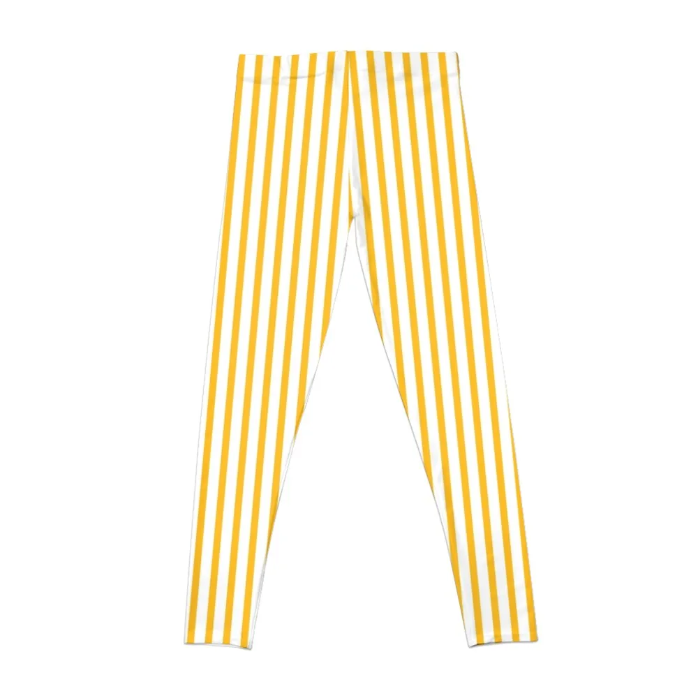 Thin vertical yellow and white pinstriped pattern Leggings exercise clothing for Training pants push up fitness Womens Leggings