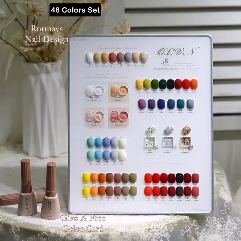 Rormays 48 Color Gel Nail Polish Set Full Coverage Gorgeous Popular Color 15ML UV LED Semi Permanent Varnish Gel Salon Factory