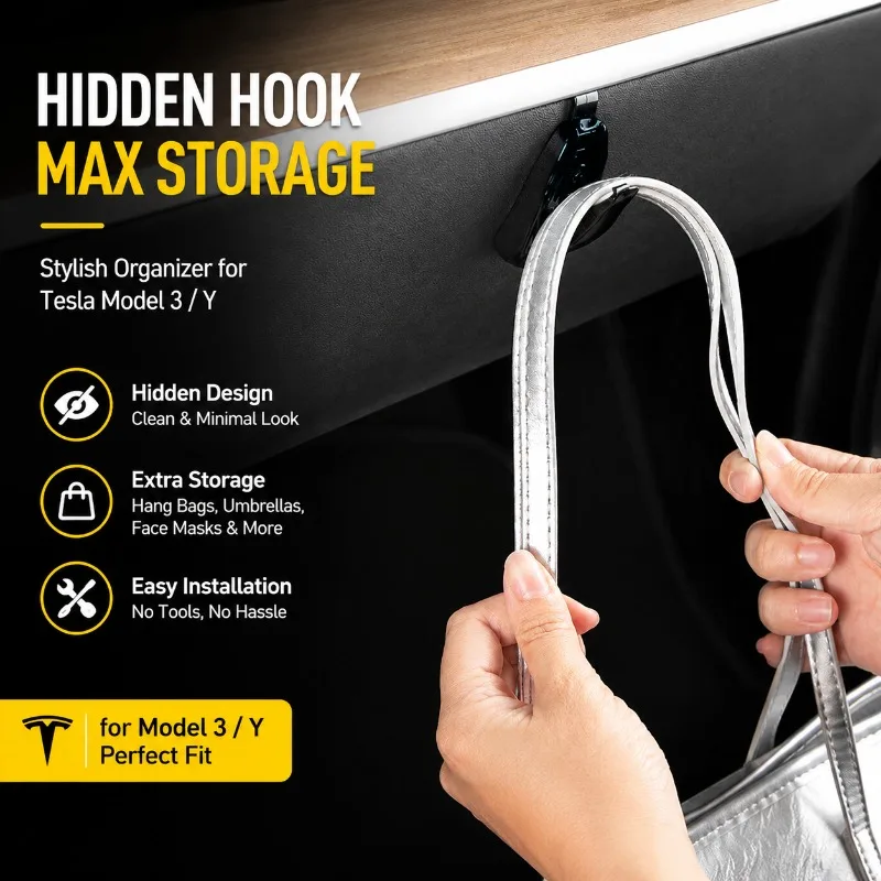 Concealed Glove‑Box Hook Specially Tailored for Tesla Model 3 Highland Model Y Juniper Non‑Destructive Interior‑Modification