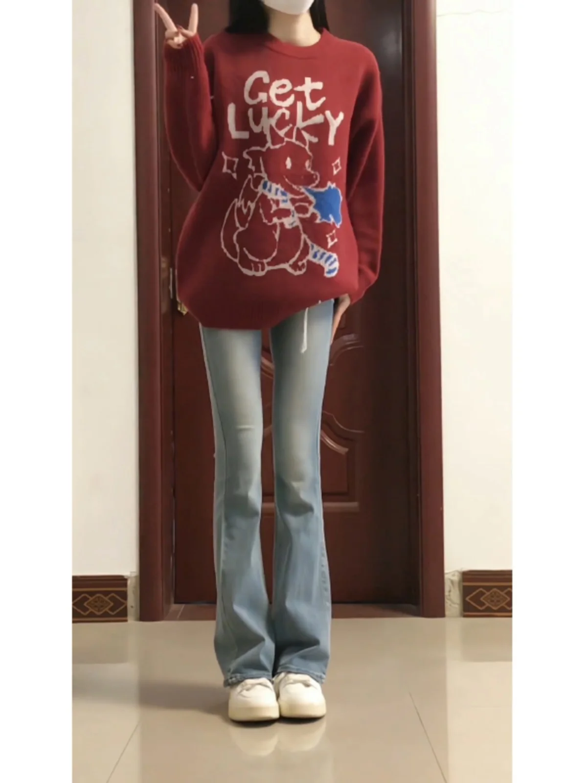 

High Waist Slim Fit Blue Jeans Men's Trendy Cleanfit Pants Street Sle Narrow Version Flared Long Trousers Youth Faion