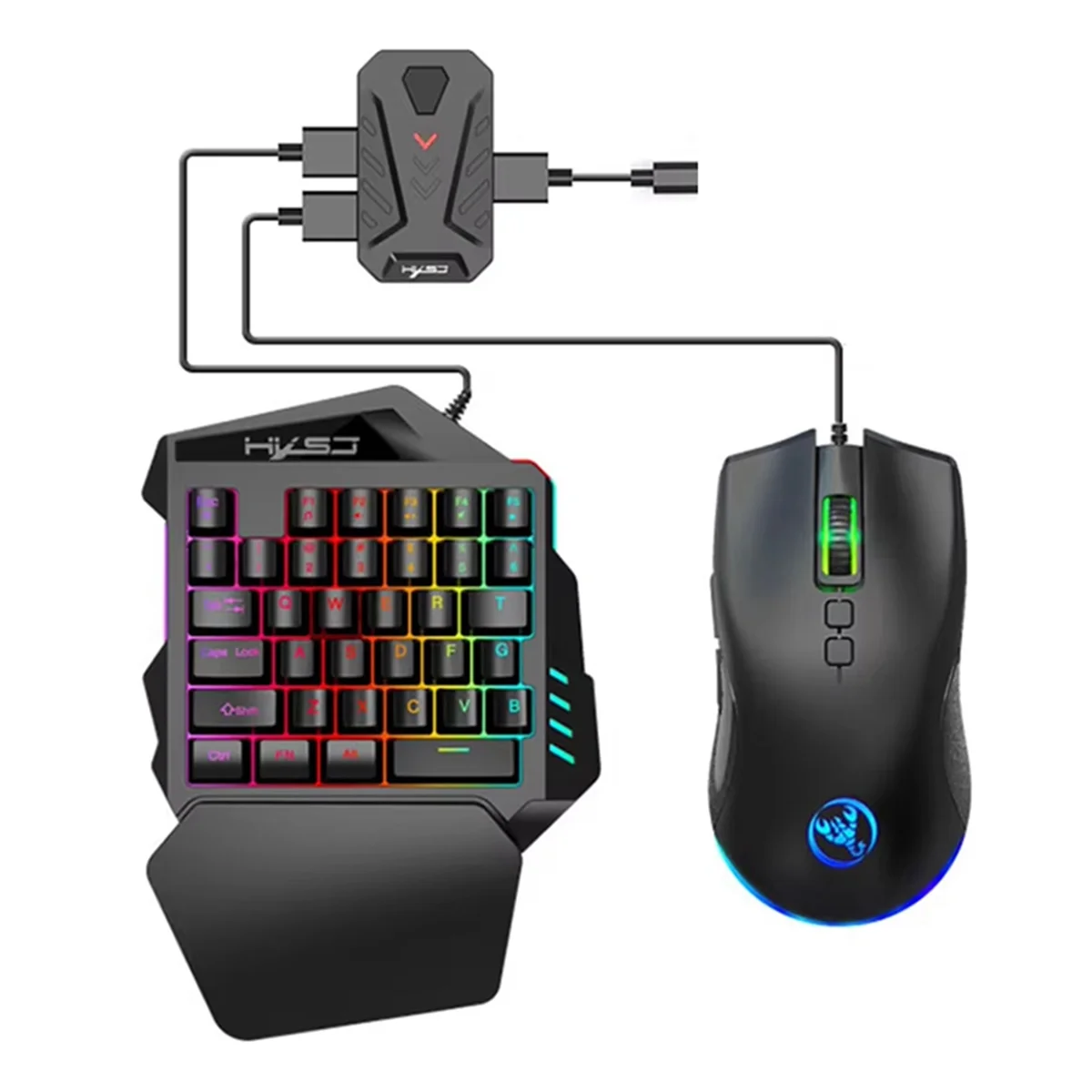 

HXSJ P8 Wired Gaming Keyboard Mouse Comb Converter Mobile Game Mice Adapter for Android System-Grocery