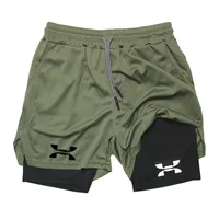 New Running Shorts Men Gym Sports Shorts 2 in 1 Quick Drying Workout Boxing Training Bottoms Fitness Jogging Short Pants Summer 2