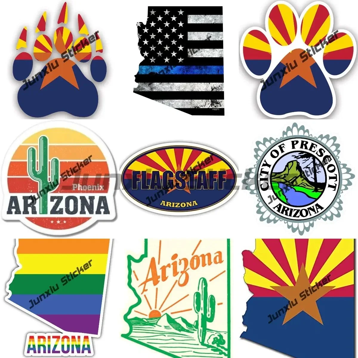 

Arizona Flag Sticker United States of Arizona Map City Shield Travel Decal for Cars Trucks Laptops Stickers for Car Decoration