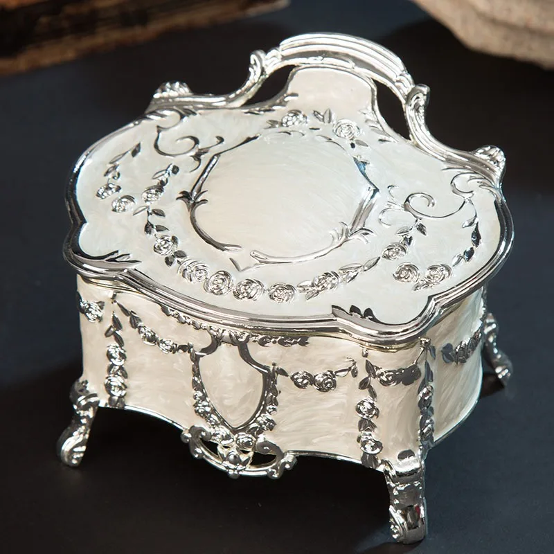 European High-footed Exquisite Jewelry Box Storage Jewelry Dressing Table Exquisite Ornament Birthday Gift Storage Box קופסה