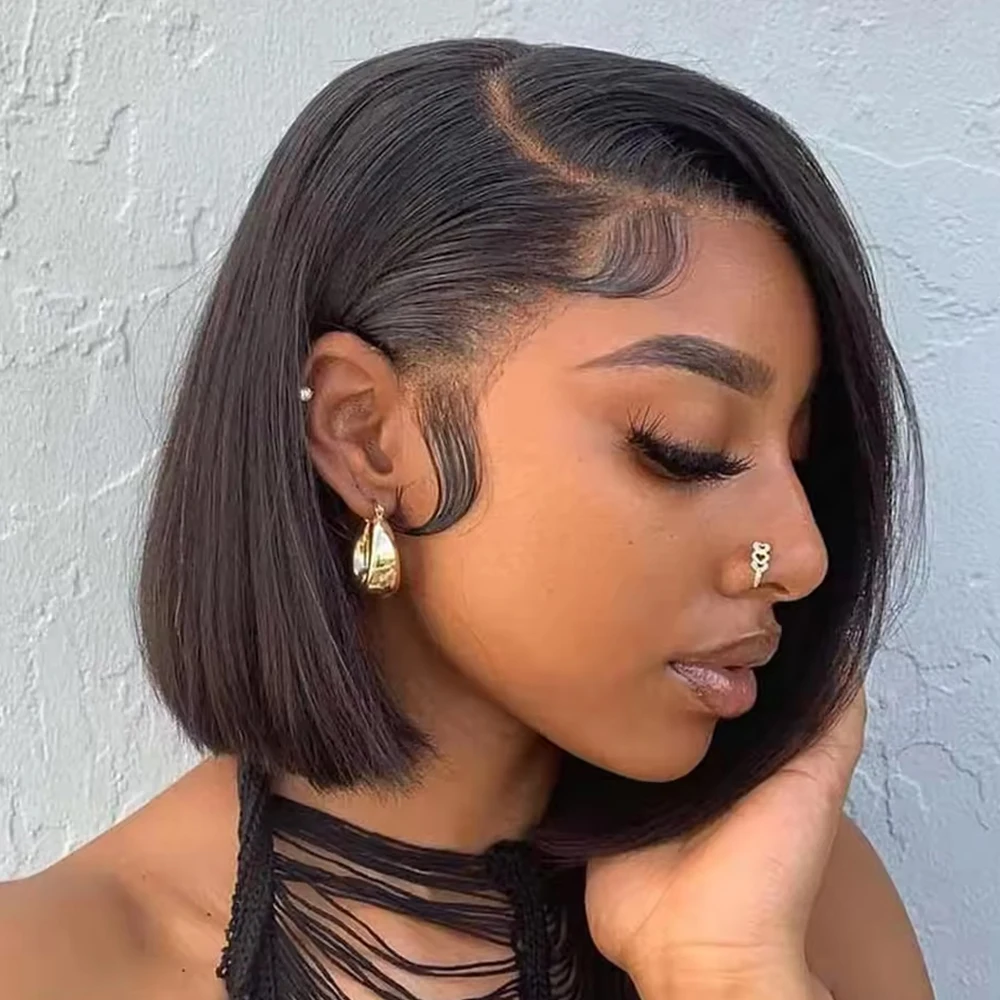 باروكات بوب مستقيمة بدون صمغ 100% خصلات الشعر المستعار الإنسان 13x4 HD باروكات أمامية من الدانتيل ارتداء والذهاب 13x6 باروكات أمامية من الدانتيل للنساء 250 كثافة