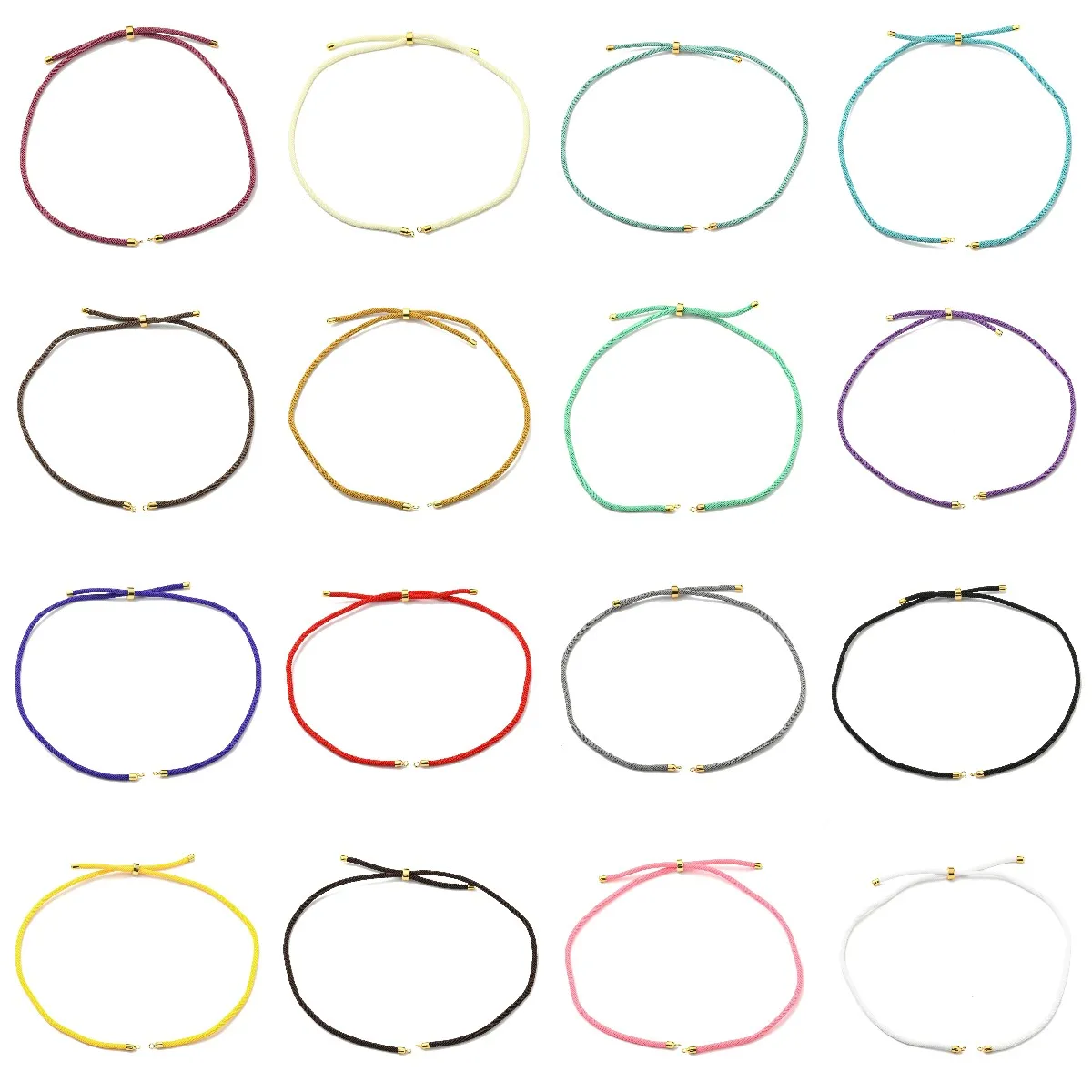 

20Pcs Twisted Nylon Cords Necklaces Making Adjustable Slider Extension Tail Chain Lobster Clasps Connector DIY Jewelry Making