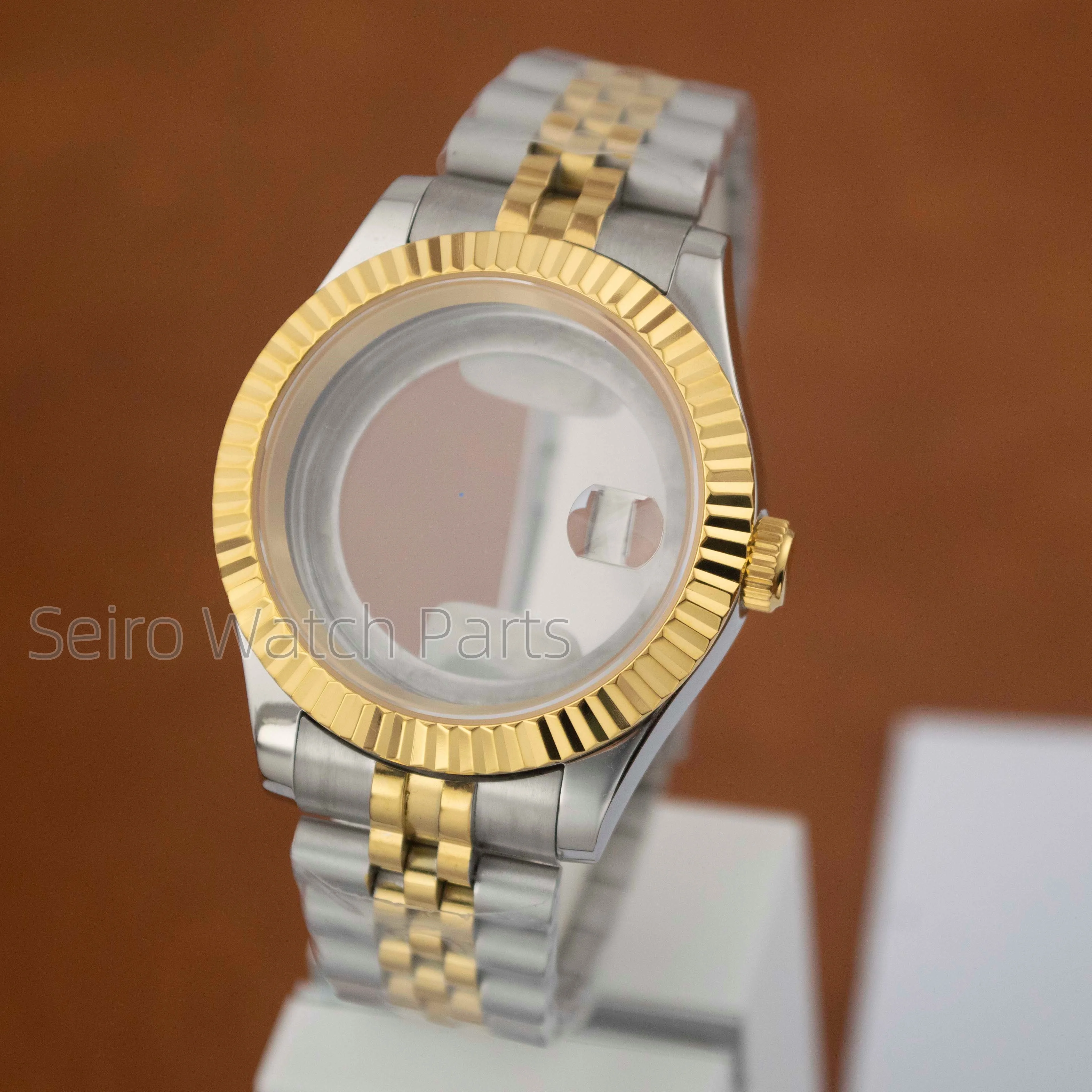 

41mm NH35 Case 31mm Dial Stainless Steel Jubilee Strap Transparent Solid Caseback Sapphire Glass for Datejust NH34 NH36 Movement