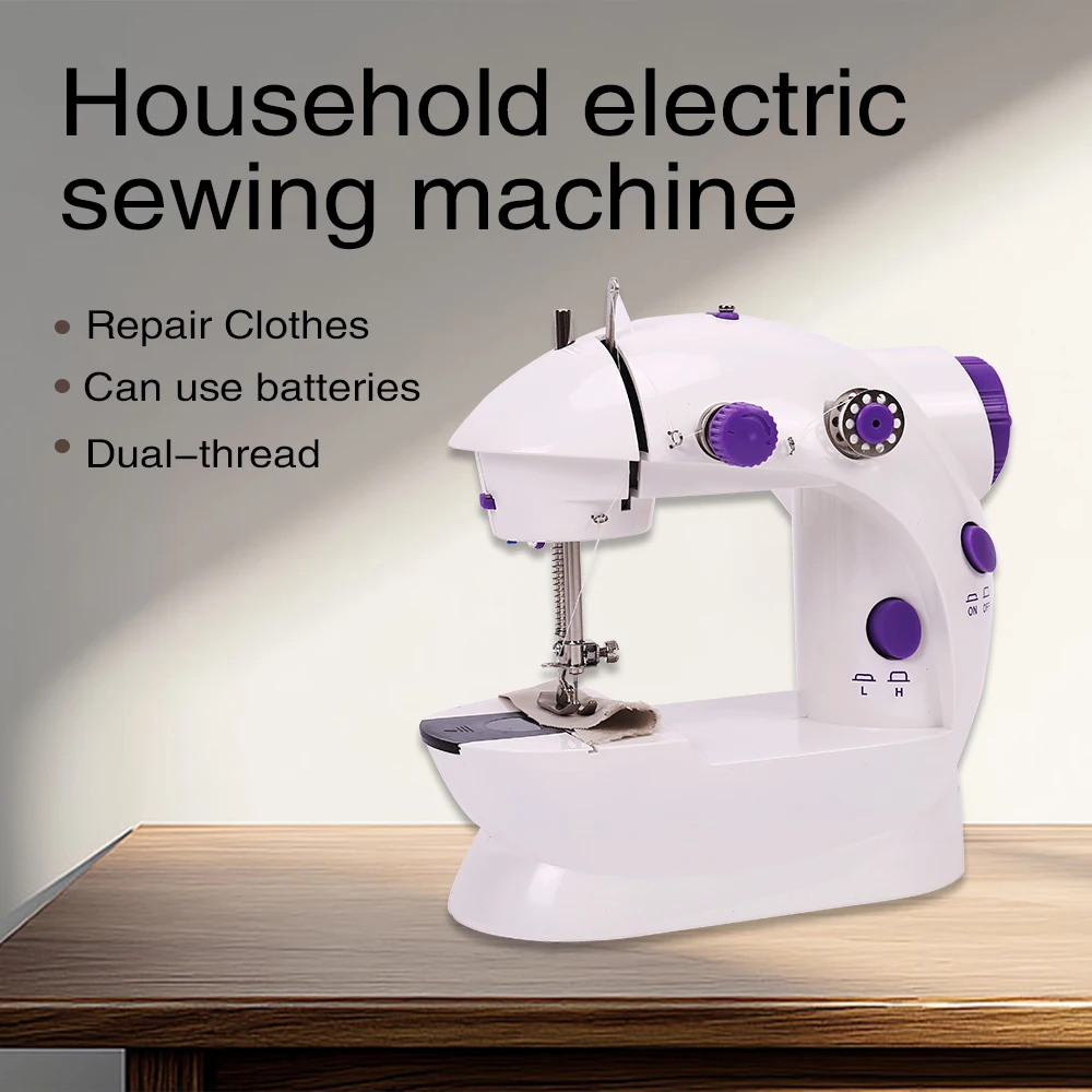 

Inne Beginner Household Sewing Machine Electric Portable Mini Dual Speed Portable Flat Bed Light Travel Craftsman DIY Foot Pedal