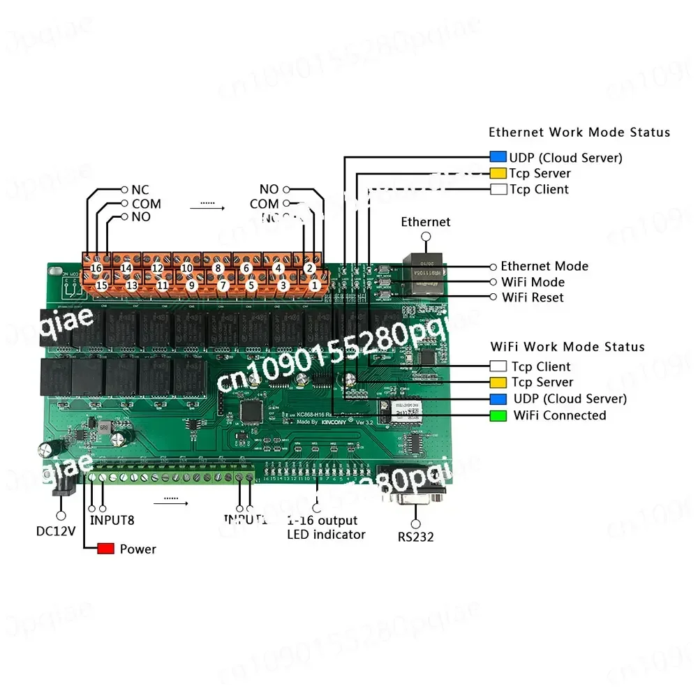 KC868-H16B Ethernet IP Relay Network Wifi Switch RS232 TCP