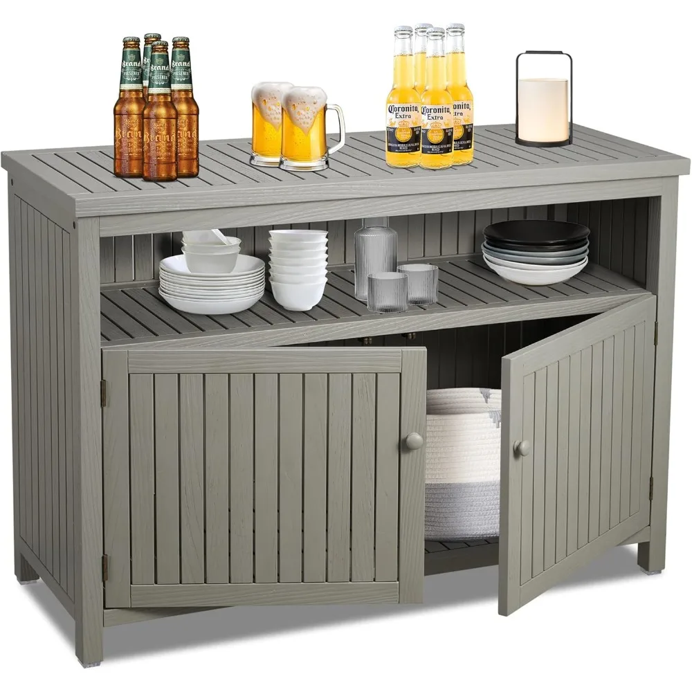 Outdoor Console Sideboards Buffet Cabinet, Solid Wood Storage Cabinet TV Stand,Furniture for Patio Entryway Deck