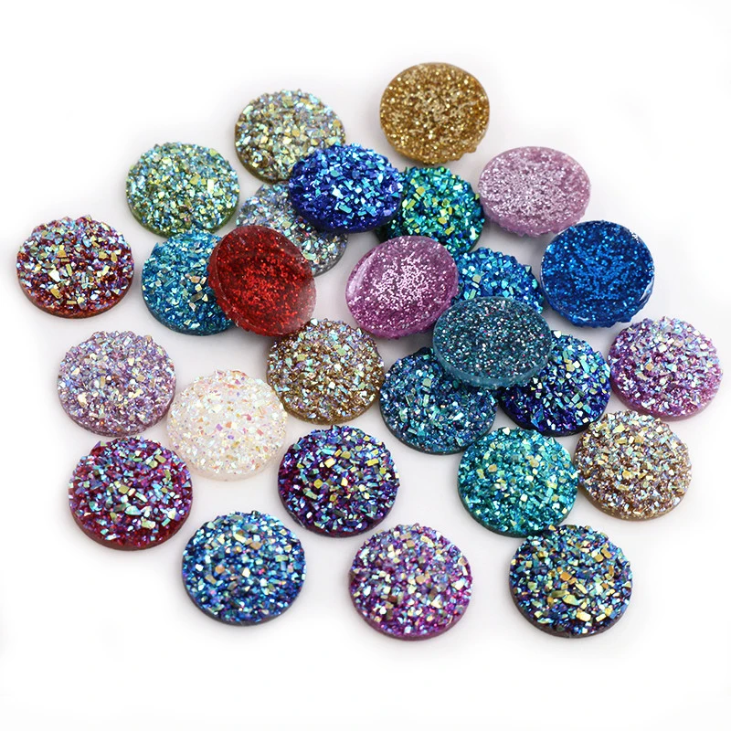 Nowa moda 40 sztuk 8/10/12mm Mix kolorów AB FlatBack Druzy żywica Cabochons dla bransoletka kolczyki DIY tworzenia biżuterii akcesoria