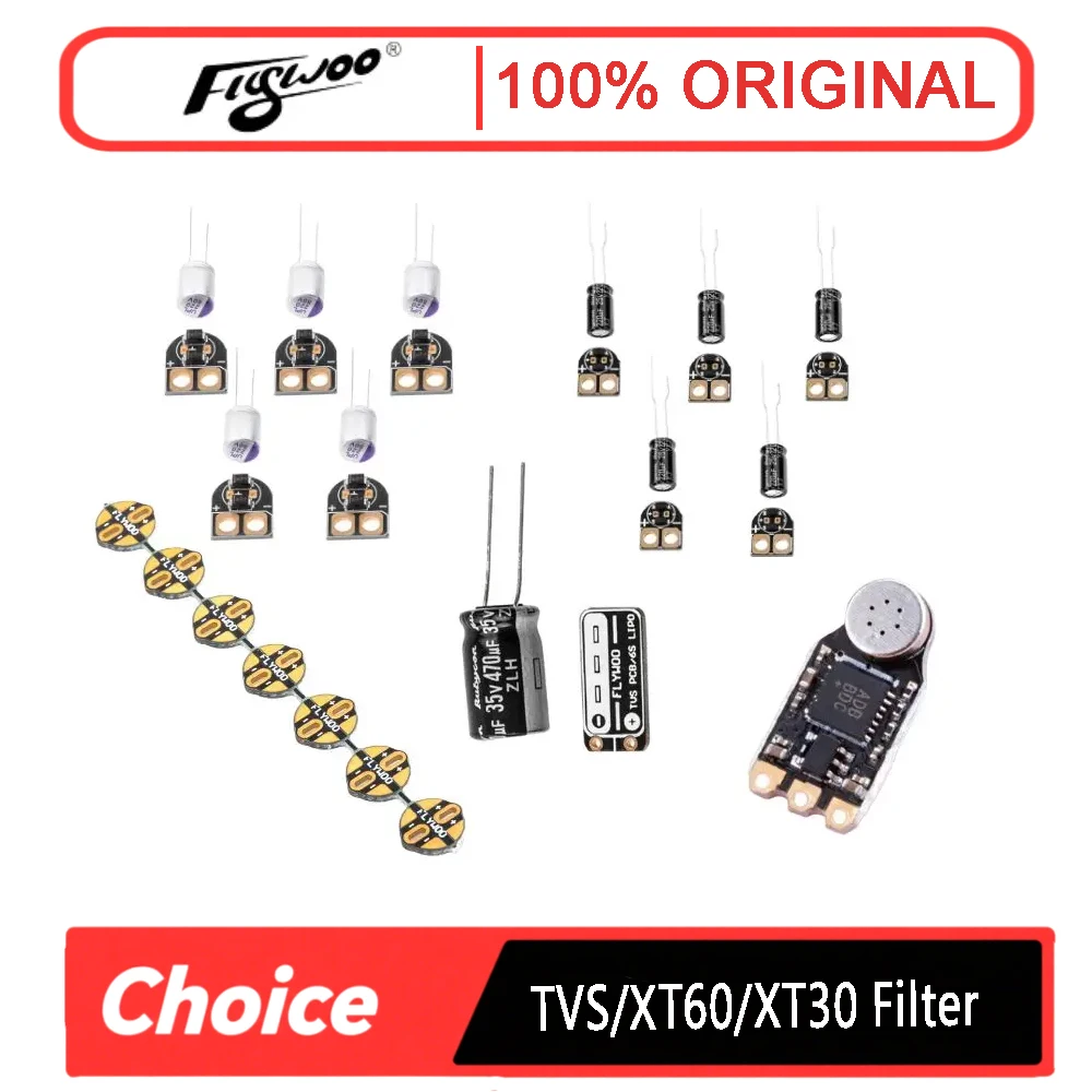 Flywoo 7-in-1 FPV Power & Audio Kit - TVS, XT60/XT30, Filter, AGC-MIC (for FPV Drone DIY Parts)