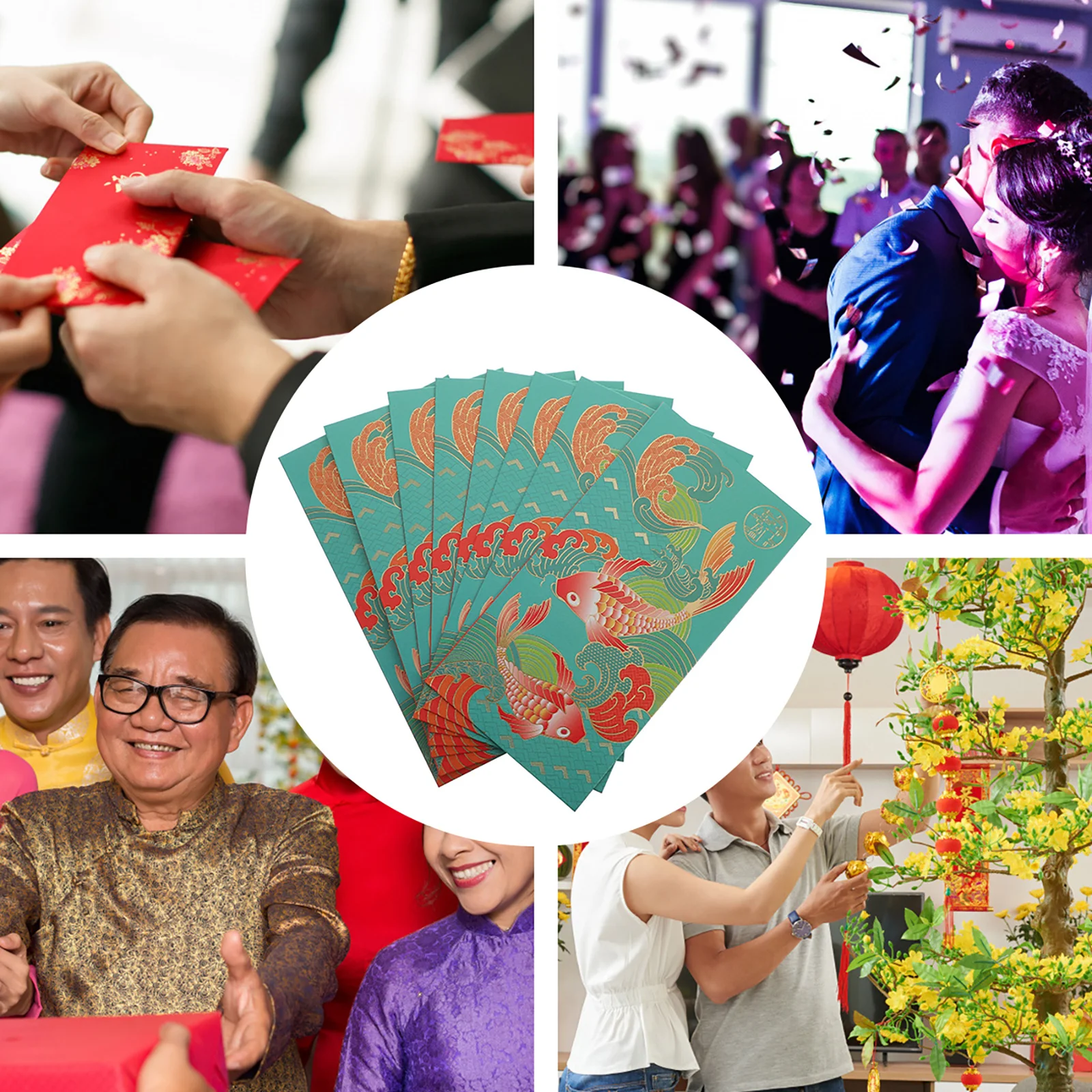 8Pcs Chinese New Year Envelopes Red Packet Money Bag Bronzing Printed Smooth Surface Festive Money Envelope Gift Pouches