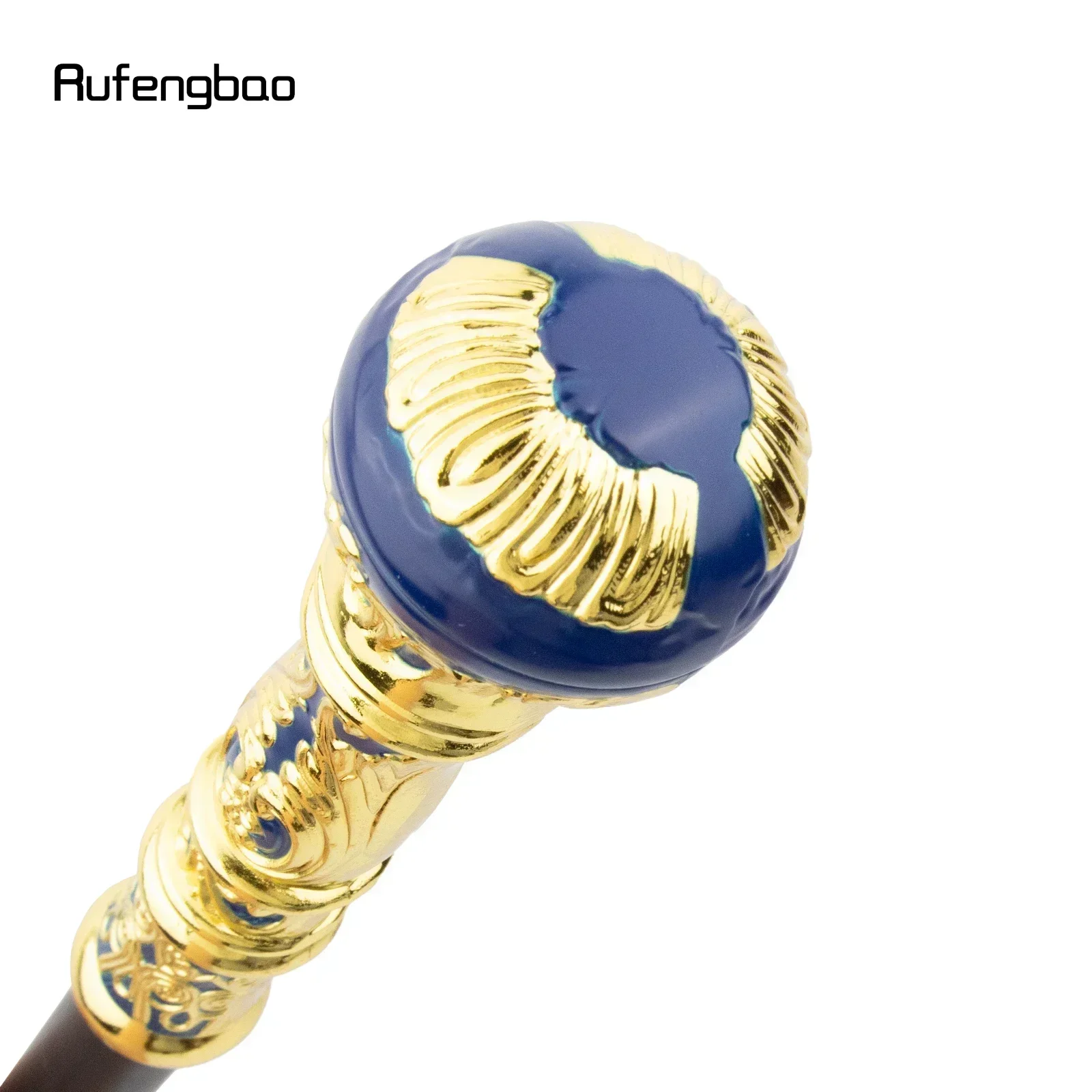 ไม้เท้าทรงกลมหรูหราสีน้ำเงินทอง ด้ามจับทรงแฟชั่น สำหรับงานปาร์ตี้ ไม้เท้าตกแต่ง ไม้เท้าเดินแบบหรูหรา สไตล์ครอสเซียร์ สตีมพังก์ และใช้ในชีวิตประจำวัน ขนาด 93 ซม.