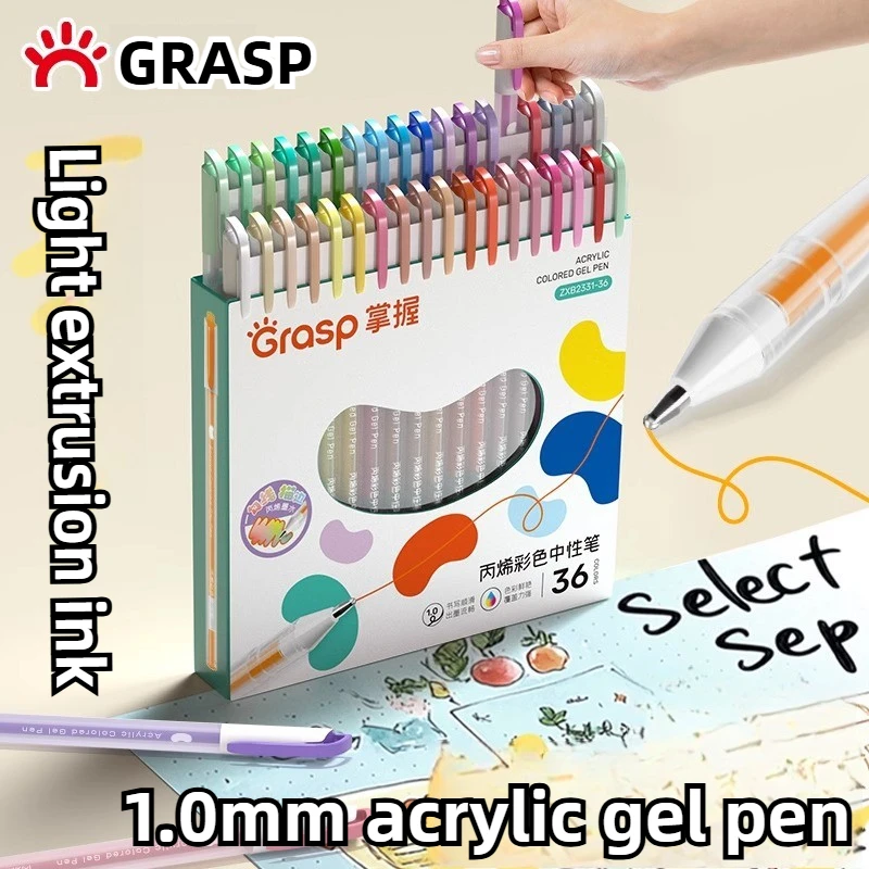 36/12 Colors Large Capacity Acrylic Gel Pen 1.0mm Painting Drawing Student Writing Pen Office School Supplies Stationery