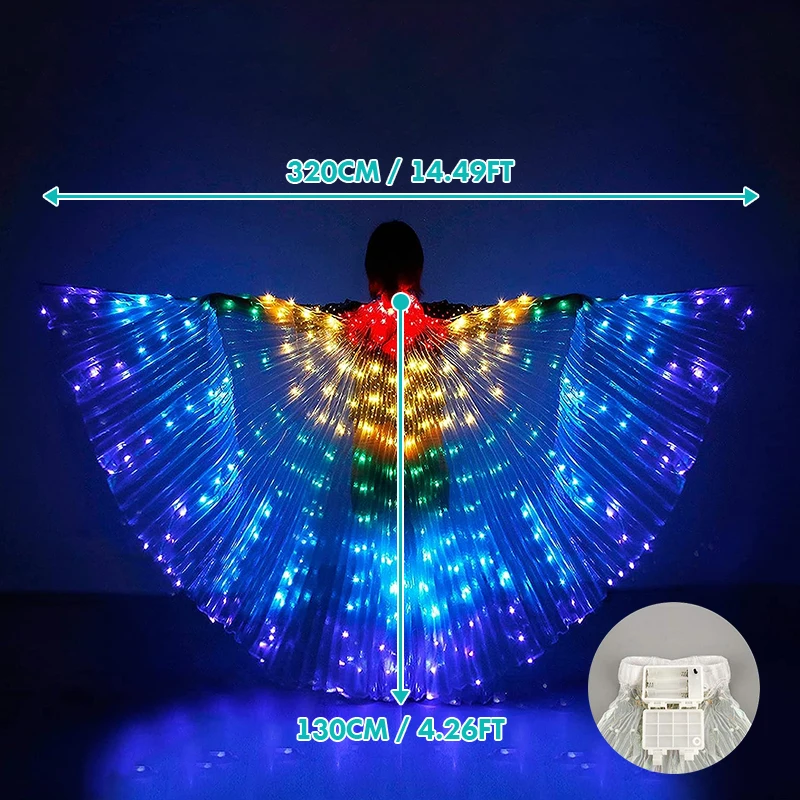 Belly Dance RGB IC LED Wings With Smart Remote Control DIY Colorful Fluorescent Butterfly Costumes Halloween Dress Up For Adults