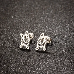 1 pair Stainless Steel French Bulldog Dog Earrings p Women Girls Ladies Novelty Anime Jewelry Bulk Pets