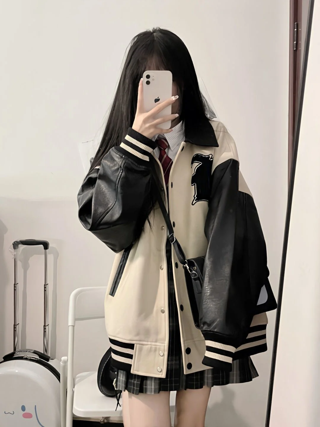 

Женская бейсбольная куртка больших размеров, повседневная универсальная верхняя одежда, осенне-зимняя, в уличном панк-стиле, с длинными рукавами, свободного кроя