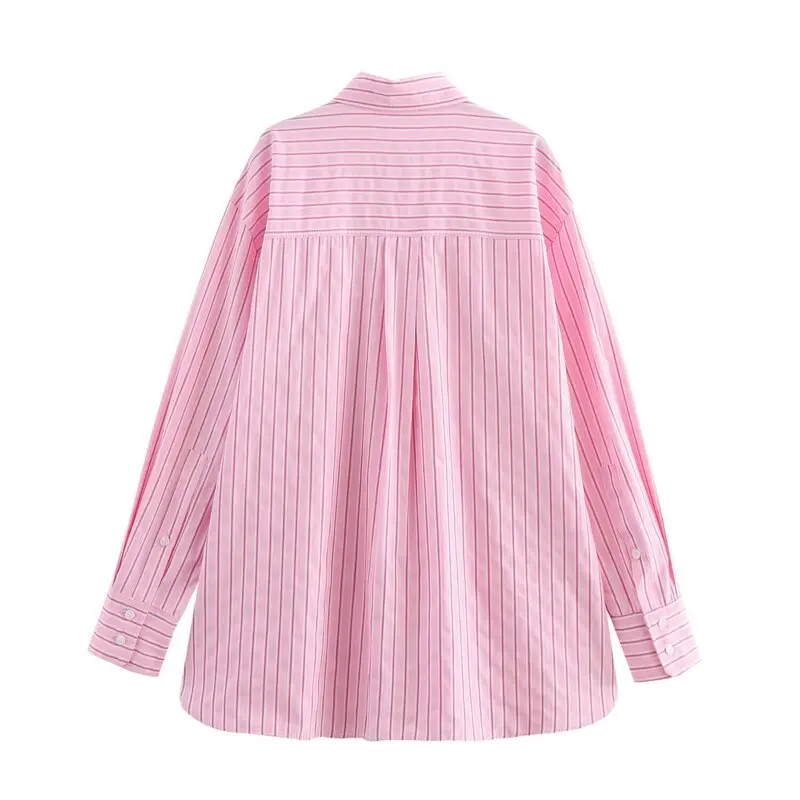 

Spring 2025 Women's Faionable Striped Loose Comfortable Long Sve Collared irt Versatile Sle Casual Wear
