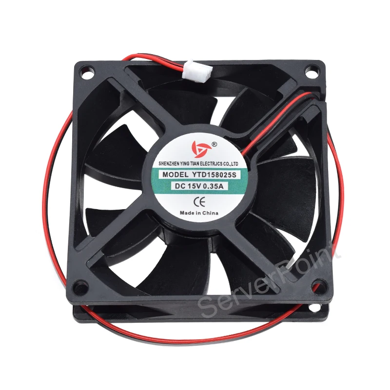 Original for YTD158025S DC 15V 0.35A 2-wire 80x80x25mm Server Cooling Fan