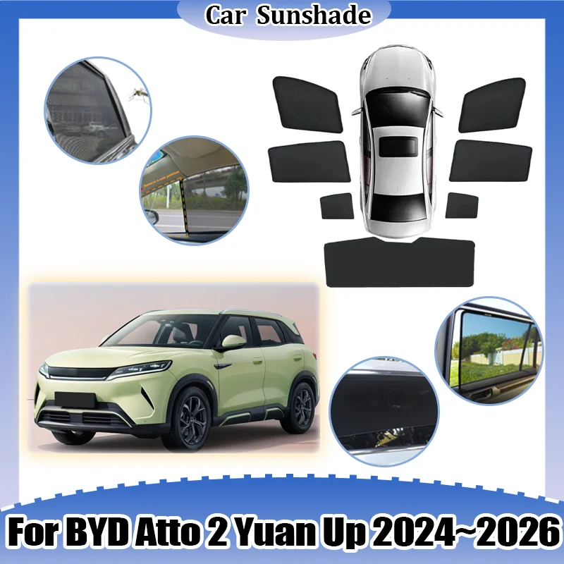 

Для BYD Atto 2 Yuan Up 2024 2025 2026: Сетчатые солнцезащитные шторки на окна и лобовое стекло, защита от УФ-лучей, шторки для конфиденциальности, автоаксессуары
