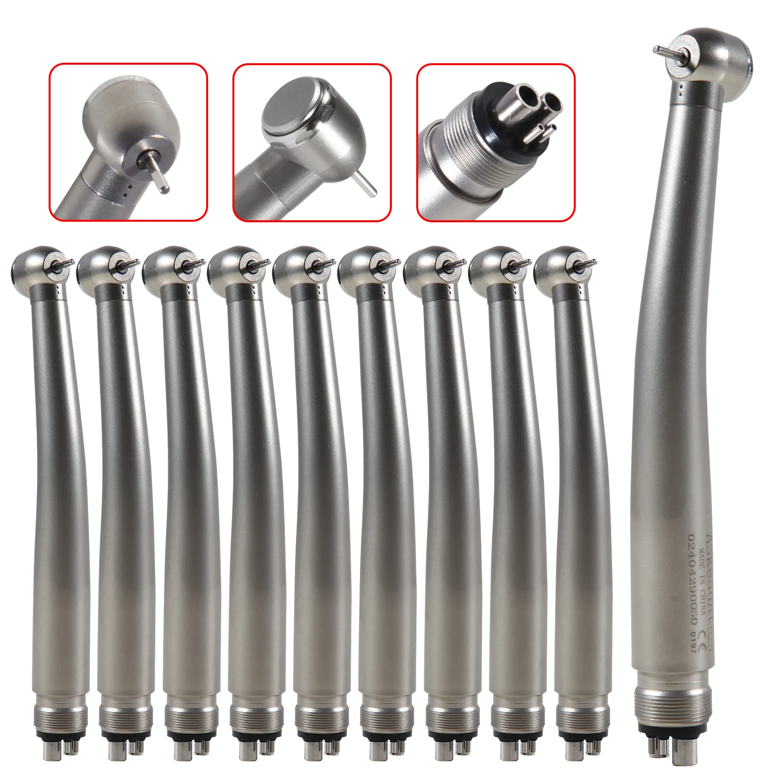 10Pcs NSK PANA MAX Style Dental Fast/High Speed Handpiece Push Button Big Torgue Air Turbine 4 Holes Borden