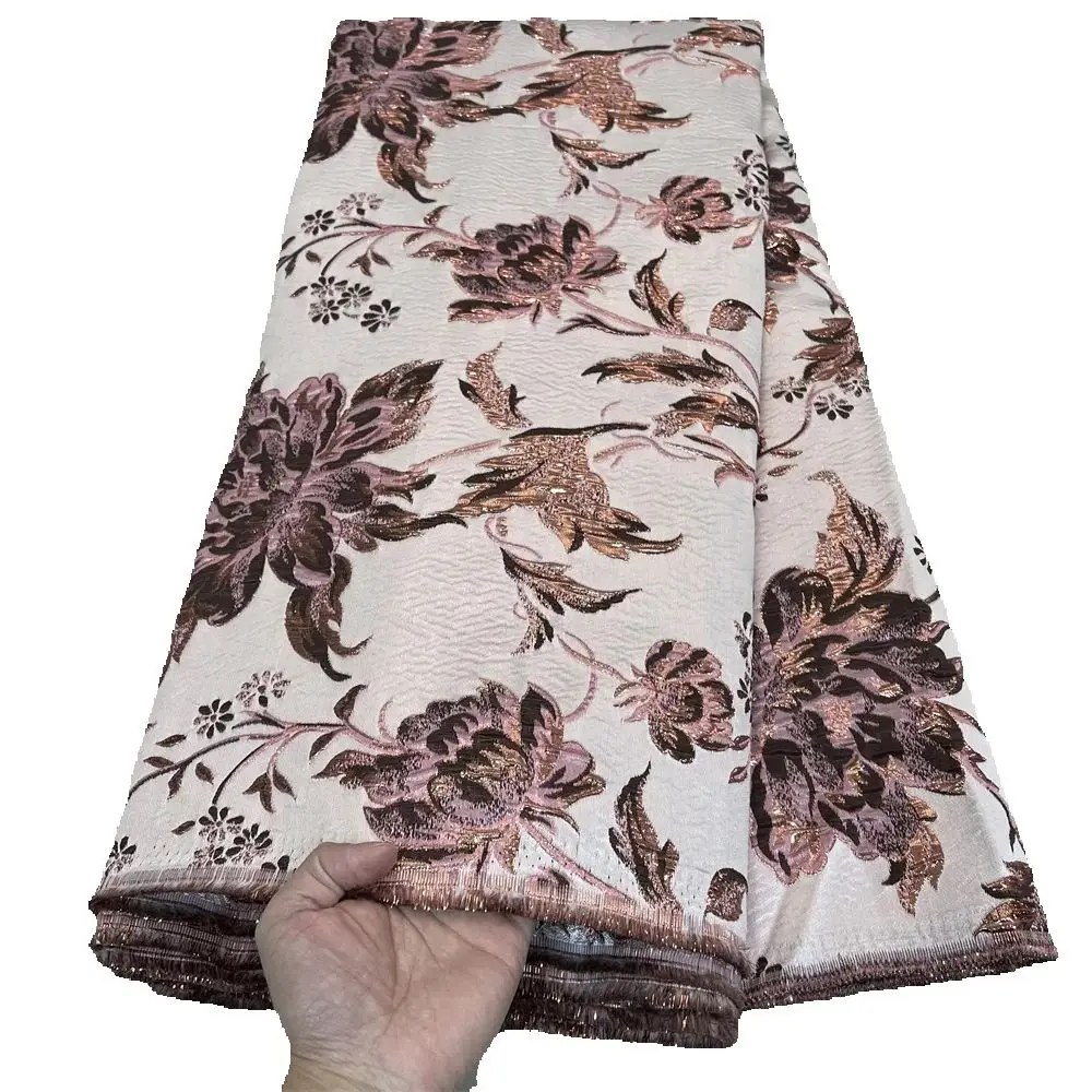 

African Jacquard Brocade Lace Fabric,Embroidery,Evening Dresses,Black,Tulle,Fabrics By The Meter,High Quality,Designer,5 Yards