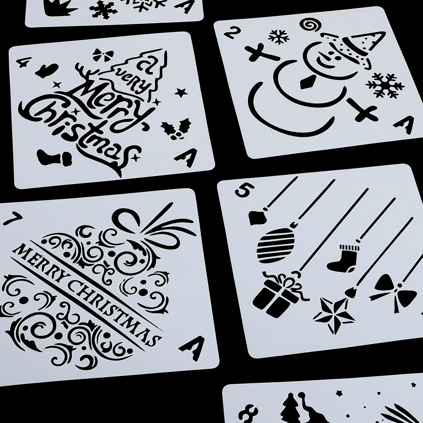 

1 Set Christmas Painting Template Reusable Spray Craft Drawing Templates Pet Material Multi-Purpose Wall Graffiti Xmas