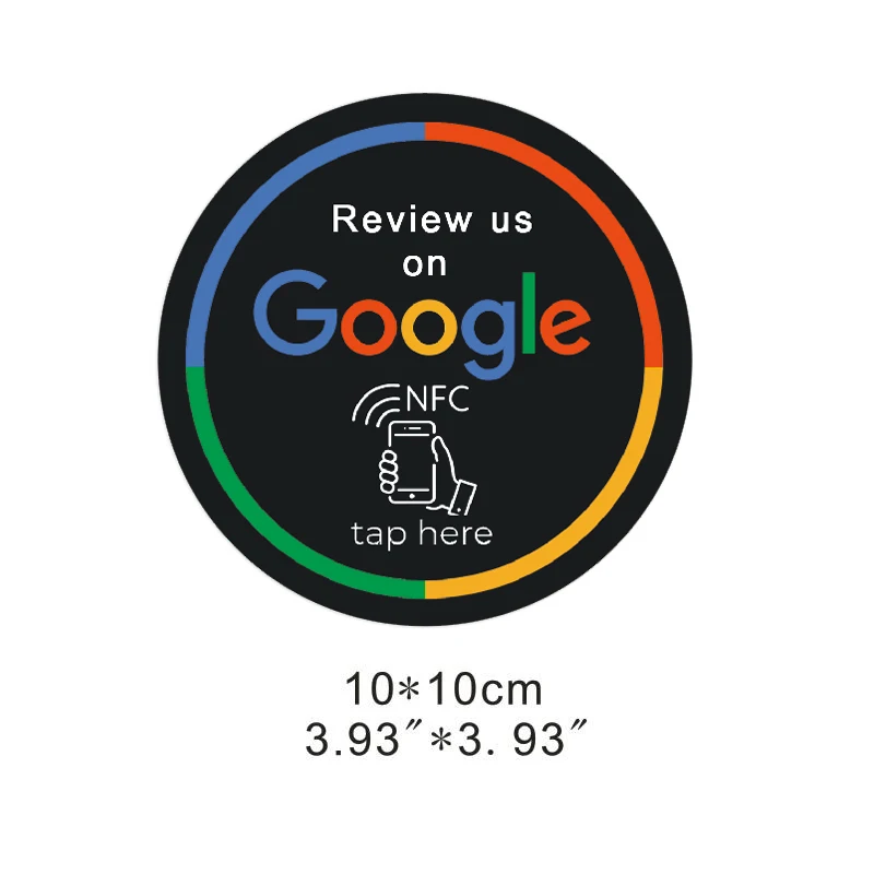 Diameter 10CM Google Instagram Tripadvisor NFC Sticker NFC13.56MHz Programmable PVC Material with 3M Self-adhesive Backing