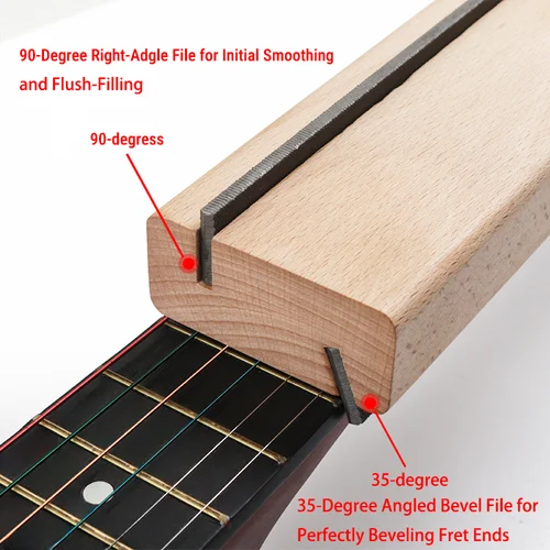 Imagen 2 del producto Lima biselada de extremo de traste, 35/90 grados, 2 en 1, extremo de coronación de traste, lima de traste, herramientas de reparación de traste de bajo de guitarra