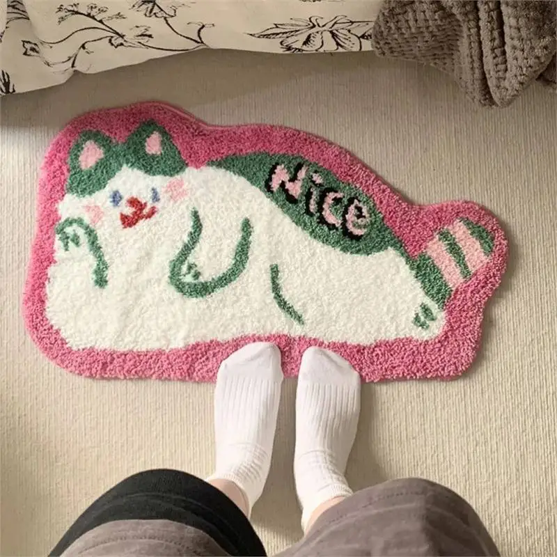 VIKAMA Cartoon süße Katze Hund Wohnzimmer Eingangstür Schlafzimmer Badezimmer Erkerfenster Teppich rutschfeste und schmutzabweisende Heimdekoration