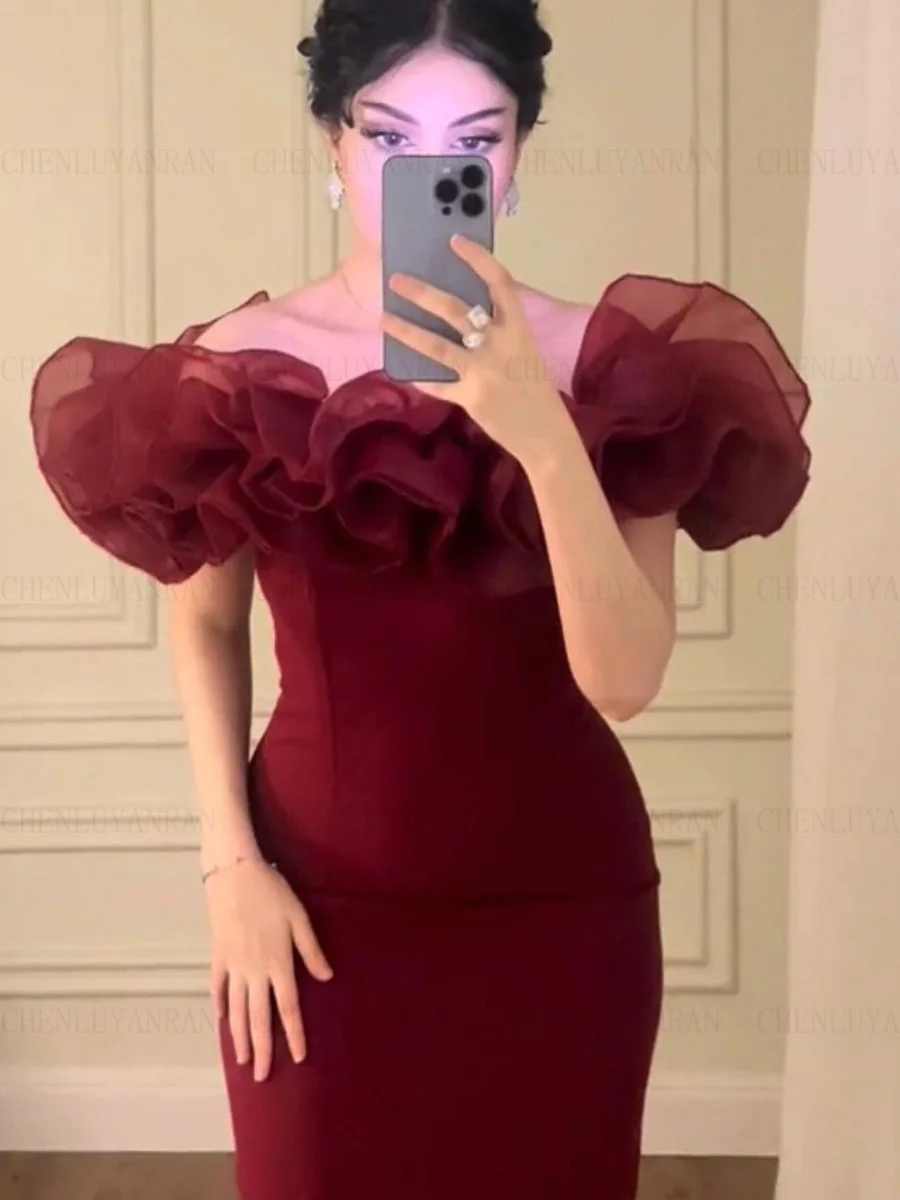 Burgundy Gorgeous Formal Occasion Dresses 2025 Simple Mermaid Long Ball Gowns Customized Sexy Evening Party Gowns فساتين الحفلات