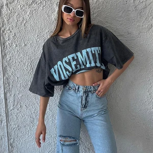 Hirsionsan asitle yıkanmış tişörtler, pamuklu, kadın sokak giyimi, eski tarz tişörtler, mineral, yumuşak, lüksün en iyisi gevşek, Y2K 8 kadın giyiminin ana satış markası, lüks-7 numara