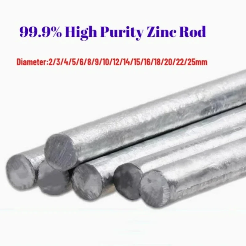 1PCS Length 100mm Zinc Solid Round Rod Electroplating Anode Electrode 2-25mm Diameter