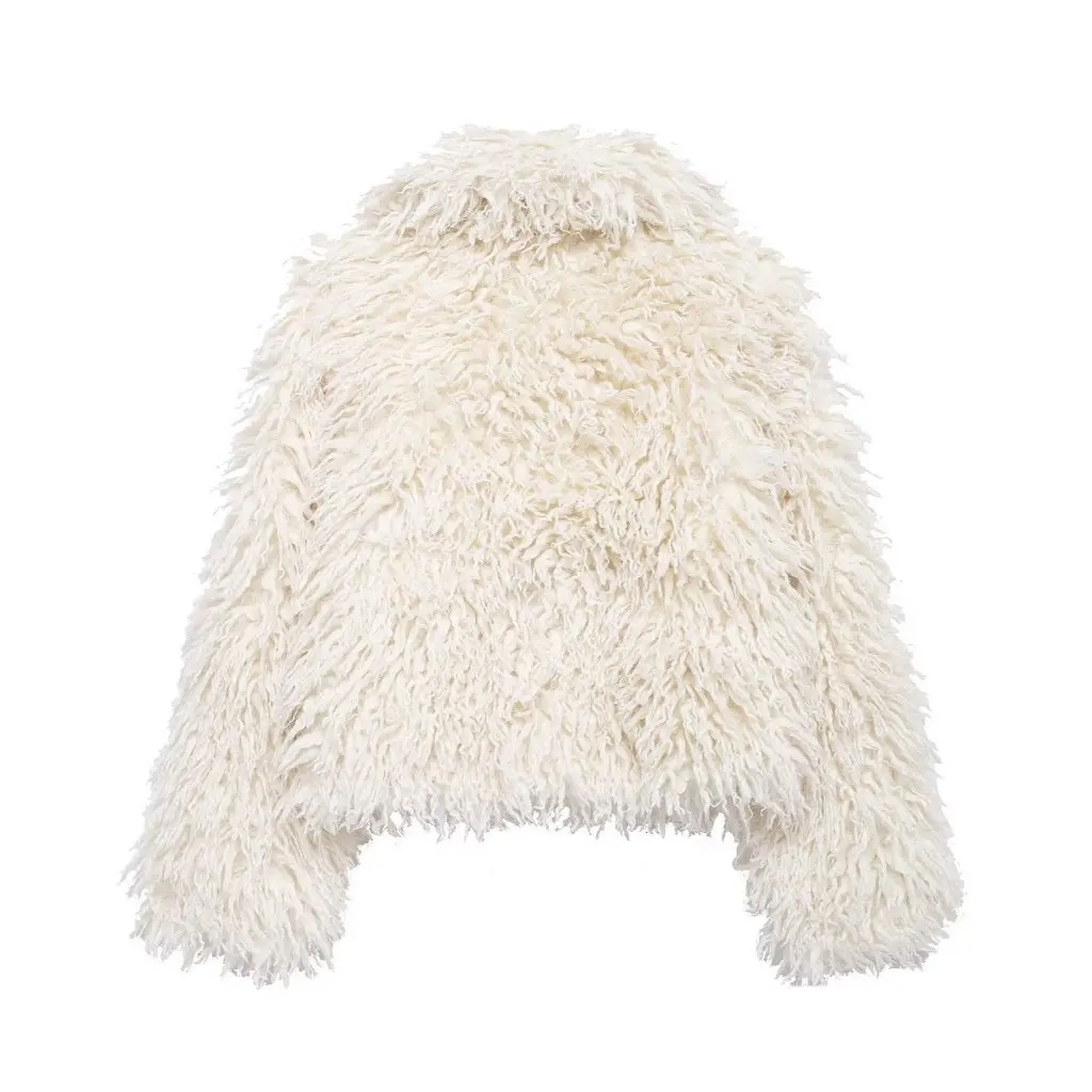 

Women's Fashion Autumn All-match Faux Fur Effect Coat Style D61939
