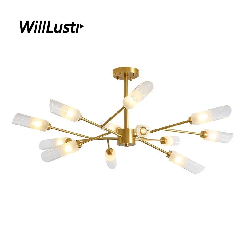 Copper Pendant Lamp Frosted Glass Suspension Light Hotel Cafe Living Dining Bedroom Luxury G9 Hanging Ceiling Chandelier