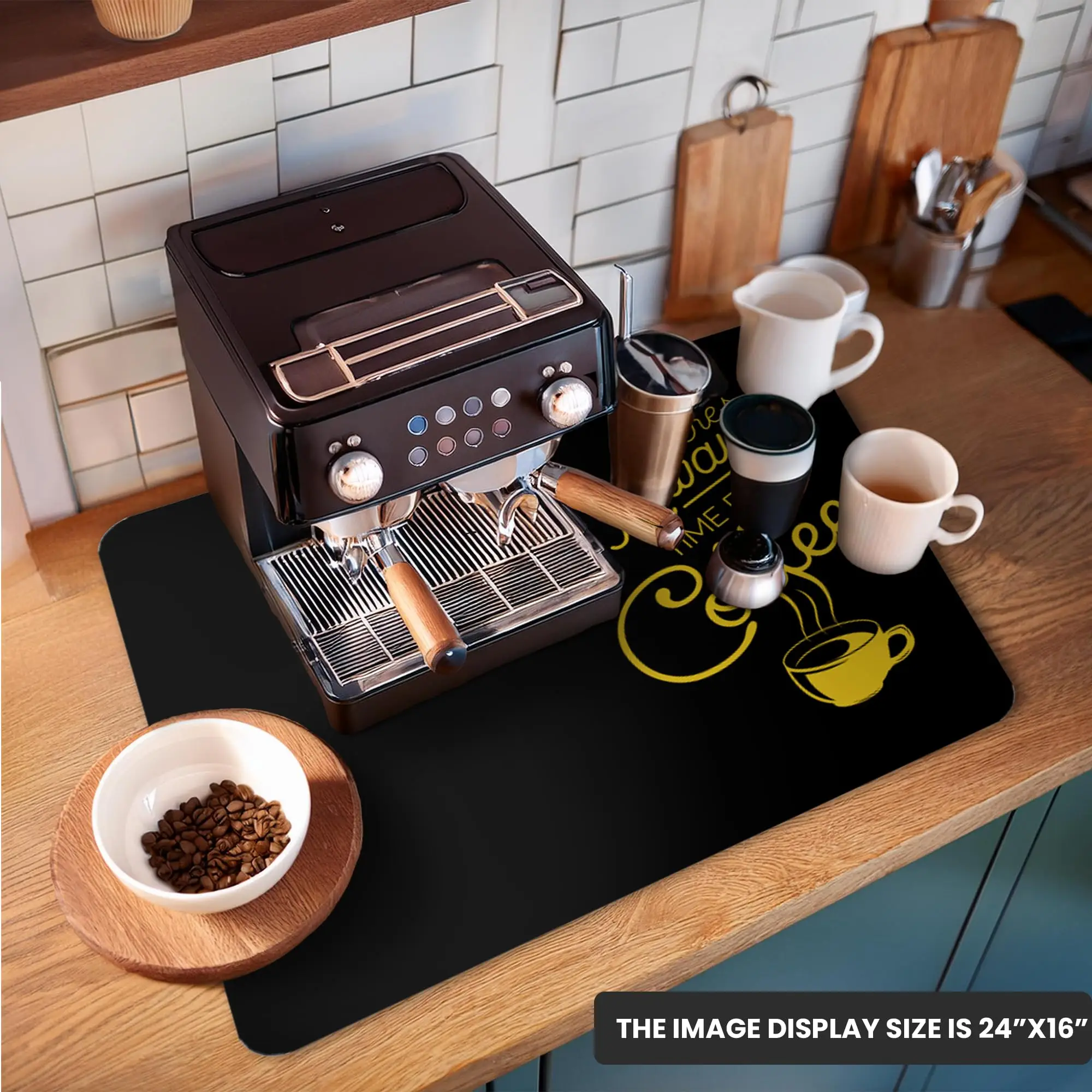 سجادة تجفيف بار القهوة من VIKAMA مع دعامة مطاطية مقاومة للماء تناسب ماكينة صنع القهوة وإكسسوارات المطبخ والإسبريسو سجادة منزلية