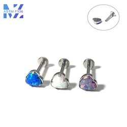 Pendientes de titanio con rosca interna para el cuerpo, Piercing de ópalo, 16G, 1 piezas, F136