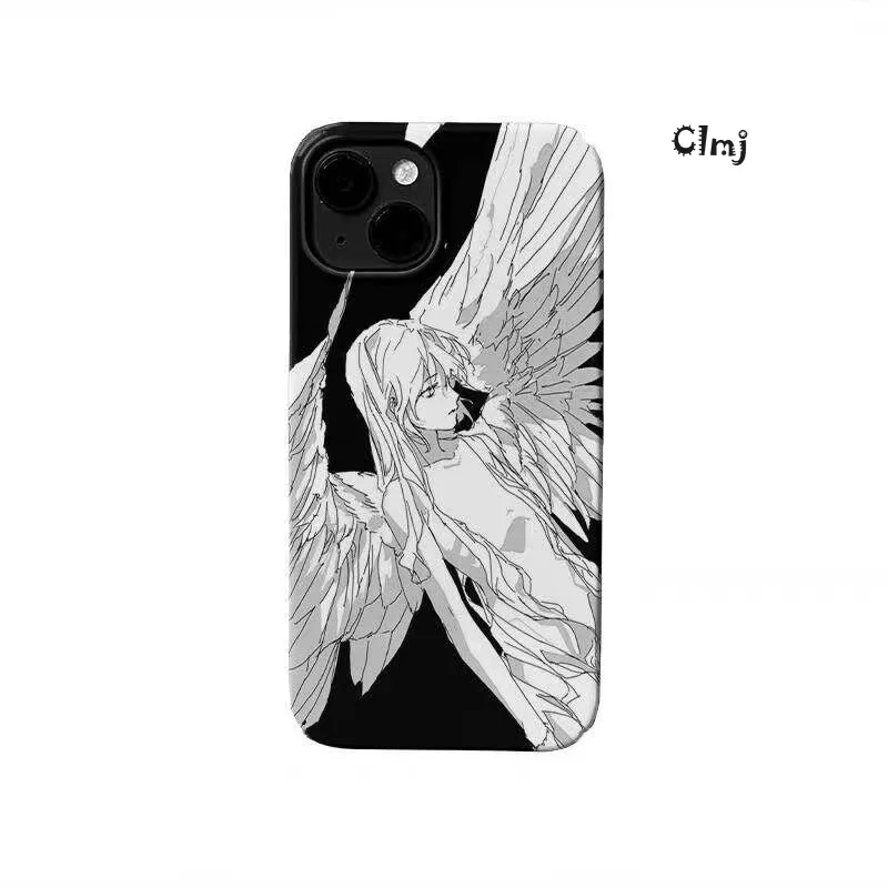 Clmj Beautiful Angel Phone Case For iPhone 13 12 Mini 11 14 Pro Max 15 Plus Se 2020 XR X XS 7 8 Silicone Phone Cover iPhone Case