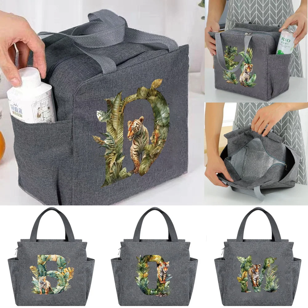 Insulated Lunch Bag Kids Food Storage Bags for Girl Teenage Pink Cute Lunch Box Design Jungletiger Series Printing Aluminum Foil