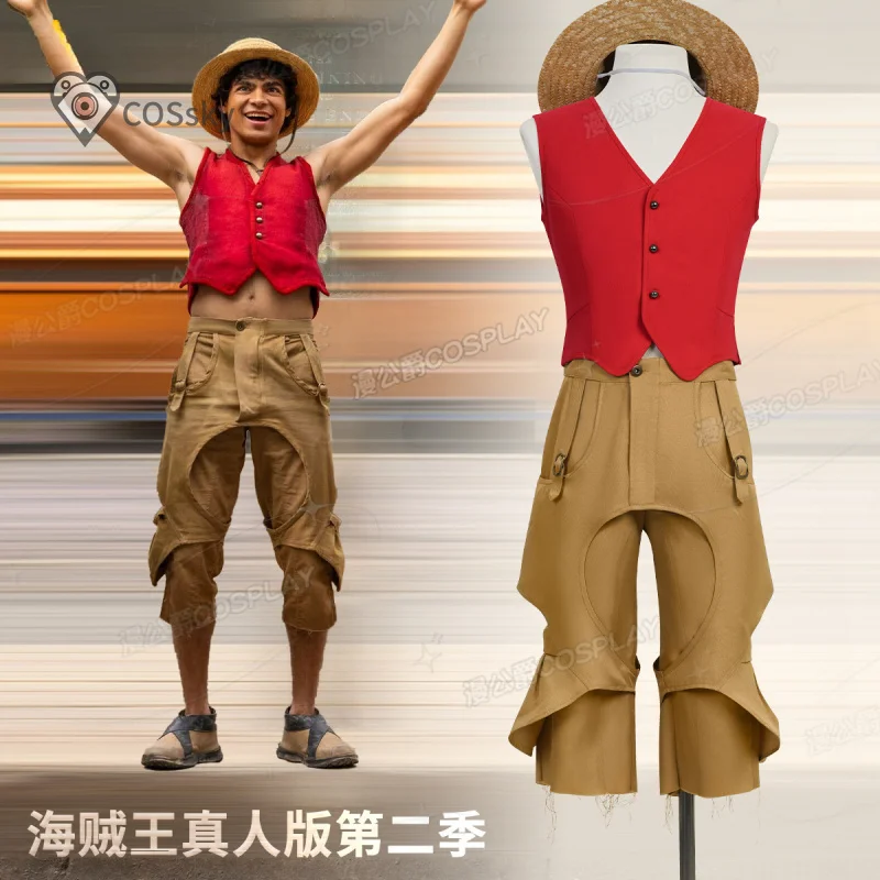 

Аниме OP 2 Обезьяна Д. Луффи Косплей Костюм Новый мужской модный жилет шляпа брюки обувь костюм Хэллоуин Рождество полный комплект униформы