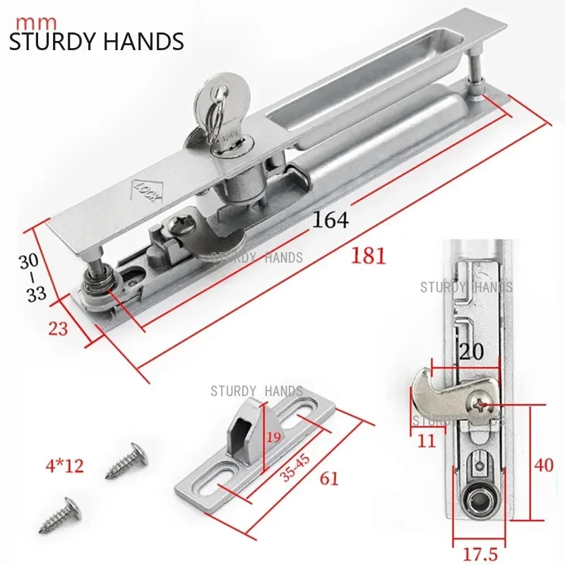 Type 90 Old-fashioned Sliding Door and Window Hook Lock Balcony Lock Buckle Kitchen Door Zinc Alloy Bolt Home Furniture Hardware