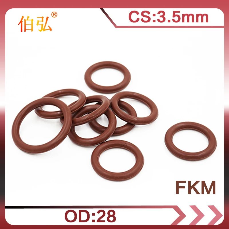 

3PCS/Lot Fluorine Rubber Ring Brown FKM O Ring Seal CS3.5mm OD28*3.5mm Rubber O-Ring Seal Oil Ring Fluorine Fuel Gasket Washer