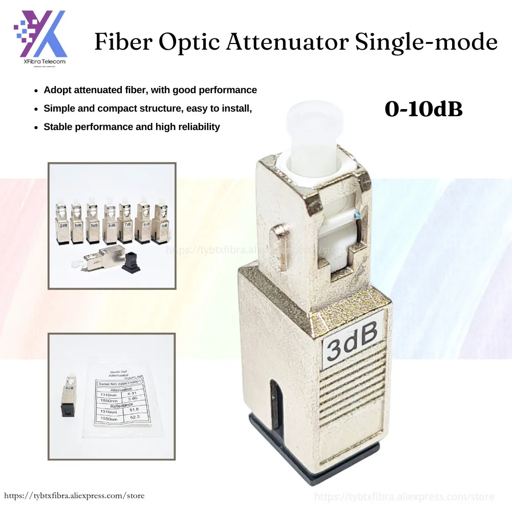 

5pcs Optic Fiber Adapter Connector SC/APC Female-SC/UPC Male Fixed Attenuator 1~10dB Flange Coupler Special Promotion