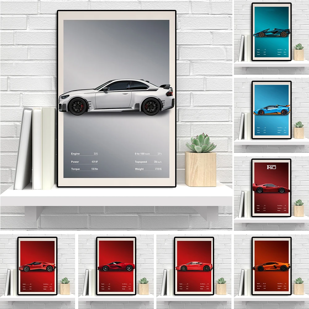 

Fashion Pop Supercar F40 Canvas Painting Modern Luxury Sports Car LaFerrari Poster Racing Print Automotive Wall Art Room Decor