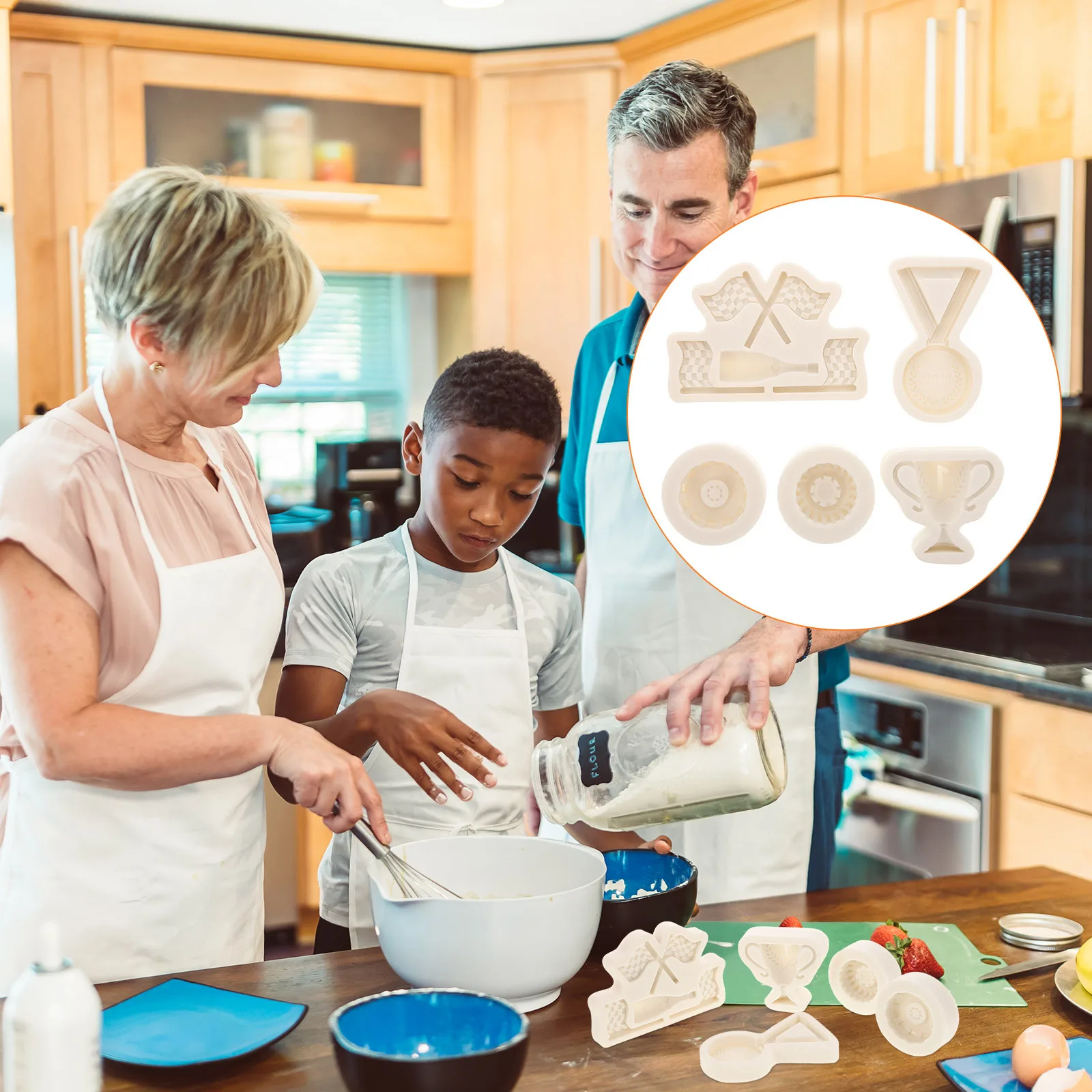 

5Pcs Baking Silicone Molds Racing Tire Prize Flexible Multi-Use Cake Fondant Biscuit Mold Kitchen Tool Racing Molds