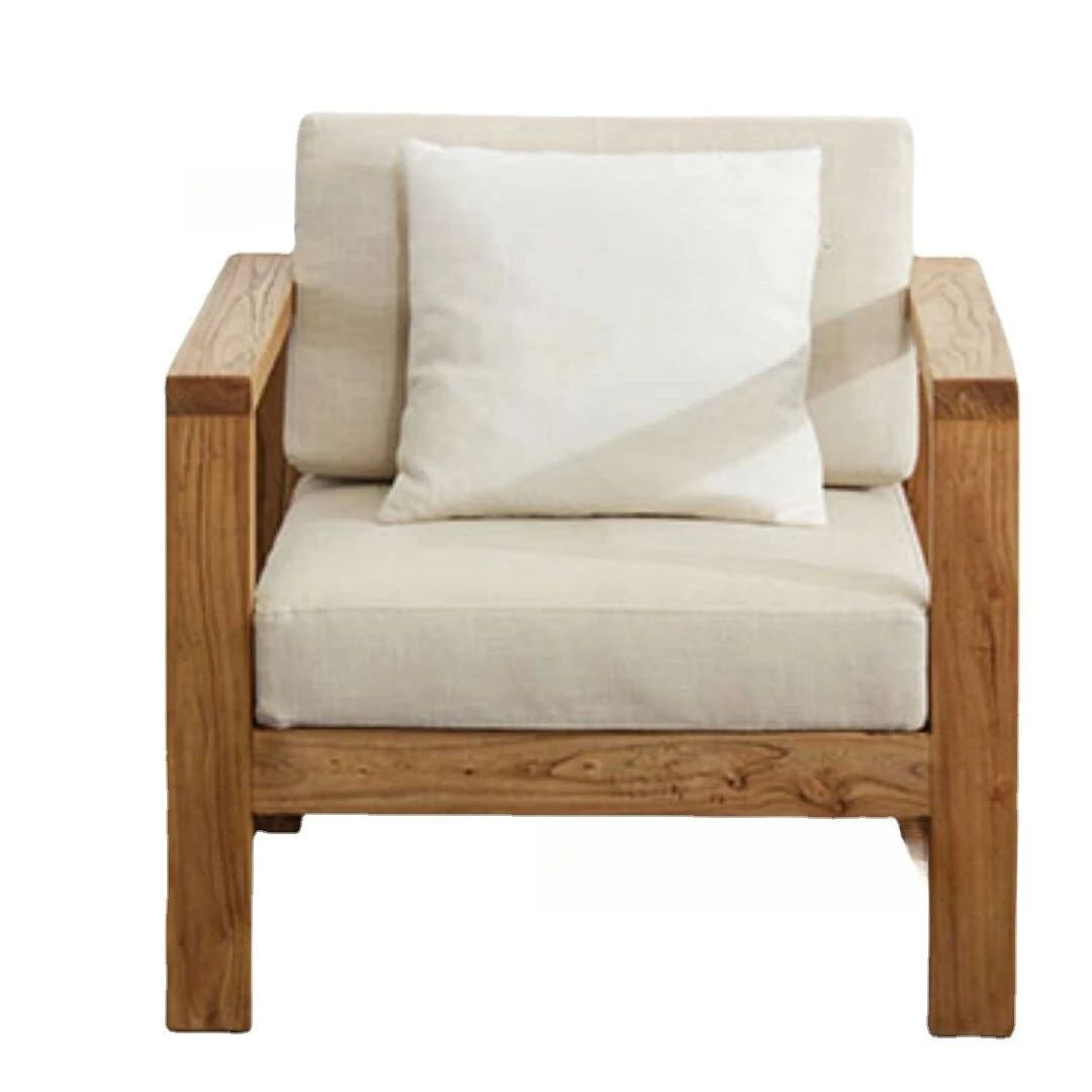 

New Chinese furniture, living room solid wood sofa, single three-person sofa coffee table