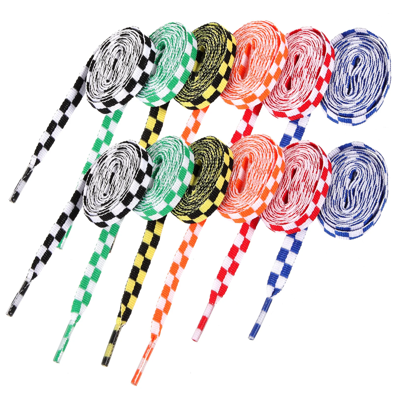 

12Pairs Reusable Flat Shoelaces Stylish Replacement Laces for Canvas Shoes High Density Polyester Shoe Strings