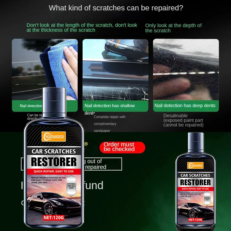 كريم إصلاح خدوش الطلاء العالمي 120 مل، كريم تلميع الإصلاح العميق، مصمم خصيصًا لإزالة خدوش السيارة بدون #3